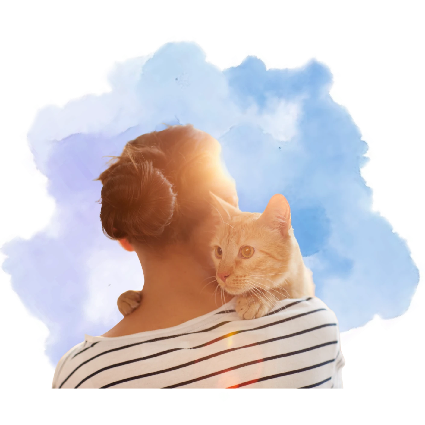 Loved Photo of Woman Holding Onto Her Cat over the Shoulder